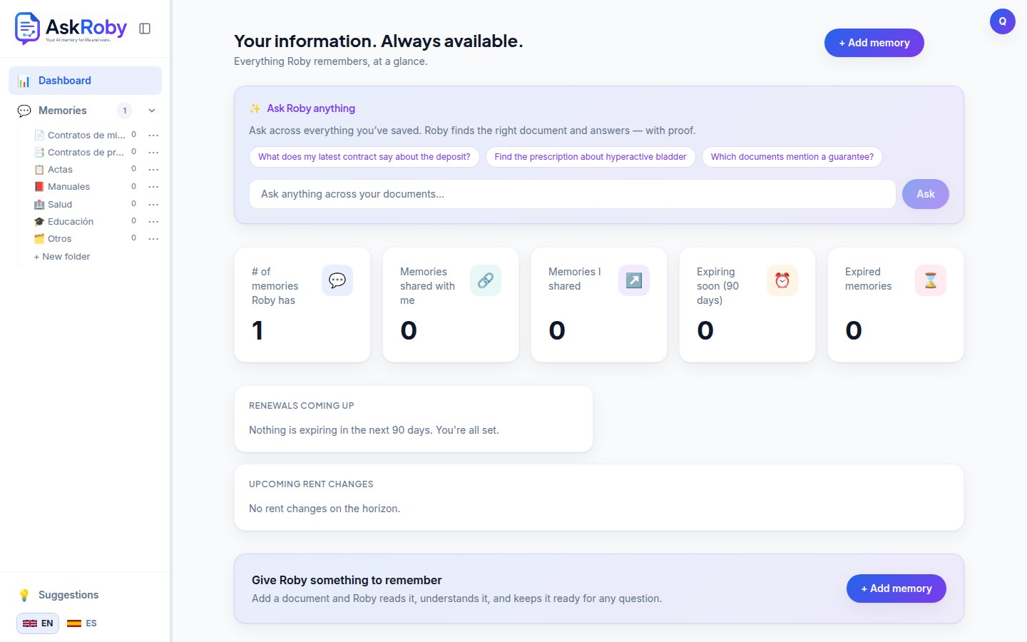 Your documents organized in AskRoby